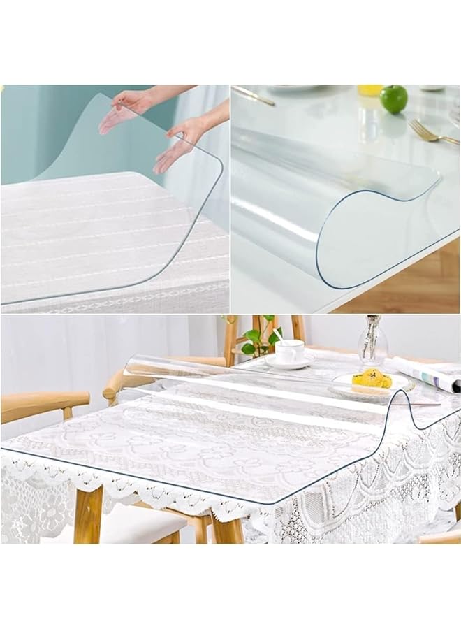 erorex Clear Table Protector 1.5Mm Thick Rectangular Clear Desk Pad Mat Plastic Table Cover Dining Table Protector Desk Protector Mat Clear Clear Desk Pad For Writing Desk 60 * 120Cm - Image 4