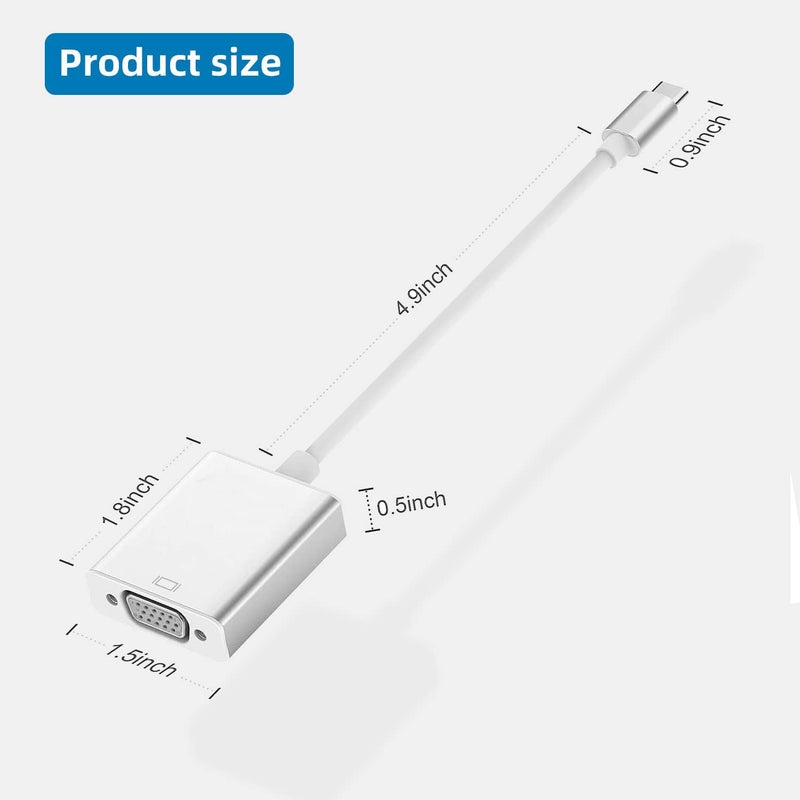 ikis USB-C to VGA Adapter -USB Type C (Thunderbolt 3) to VGA Cable Converter for Surface Book 2 Chromebook XPS 13 - Image 4