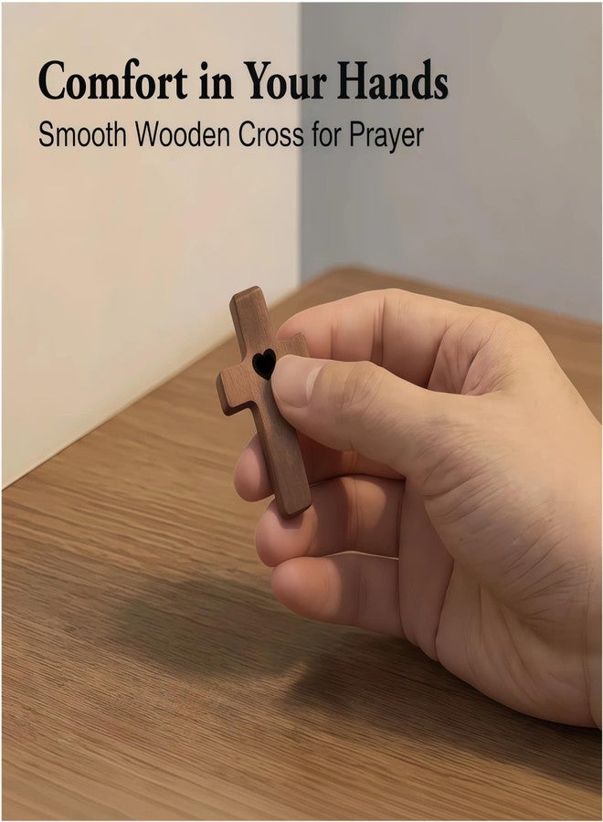 Fving Wooden Cross , 100% Walnut Wood Crosses Prayer Fidget, Small Cross My Heart,Stress Relief & Encouragement Christian Faith Gift for People with Depression/Anxiety(10 Pack) - Image 5
