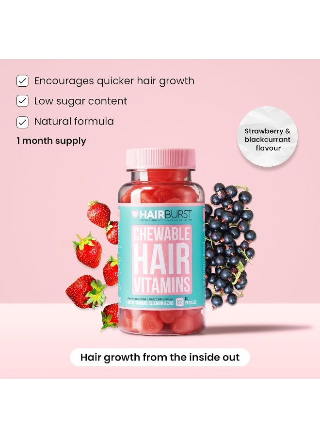 HAIR BURST - Chewable Hair Vitamins - Hair Growth Supplements For Both Men And Women - With Biotin - Anti Hair Loss - For Longer, Stronger, Thicker Looking Hair - 60 Gummies - 30 Day Supply - Image 1