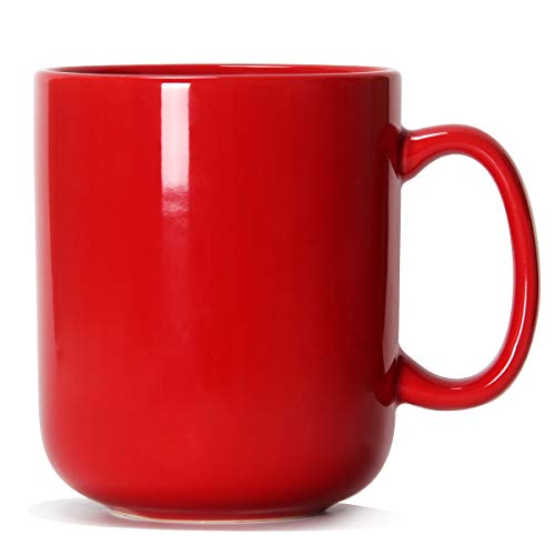 Smilatte 20 OZ Large Coffee Mug, M016 Plain Ceramic Boss Big Tea Cup with Handle for Dad Men, Red - Image 1
