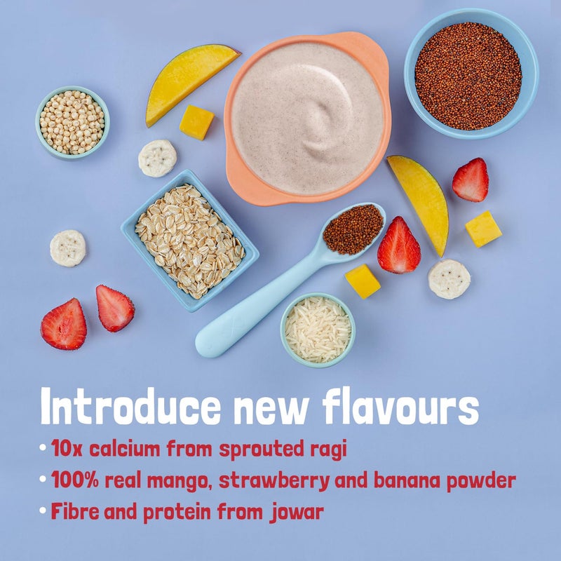 Slurrp Farm Multigrain Millets and Mixed Fruits with Milk | Mildly Sweetened with Date Powder | No Preservatives | Instant Cereal 200g - Image 4