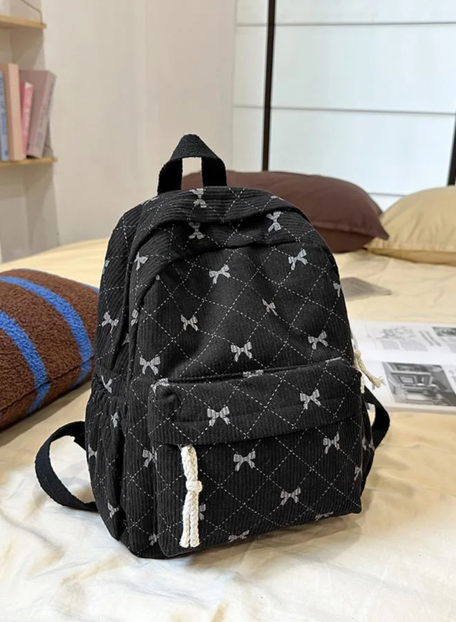 Take Two Bow Print Zip Closure Backpack