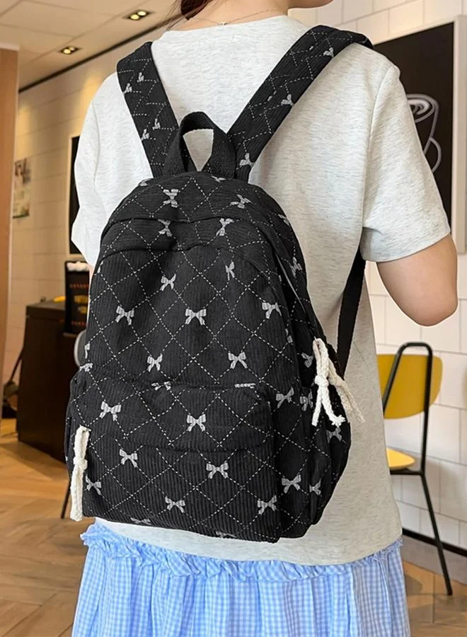 Take Two Bow Print Zip Closure Backpack