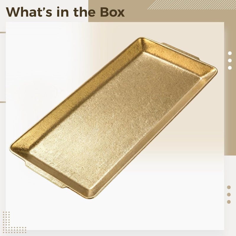 Stainless Steel Serving Tray, Gold Rectangle Tray, 12.6 in, Anti-Rust, Heavy-Duty, Anti-Deformation, for BBQ, Party, Kitchen - Image 3