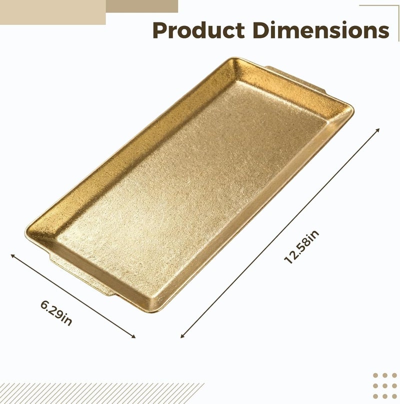 Stainless Steel Serving Tray, Gold Rectangle Tray, 12.6 in, Anti-Rust, Heavy-Duty, Anti-Deformation, for BBQ, Party, Kitchen - Image 2