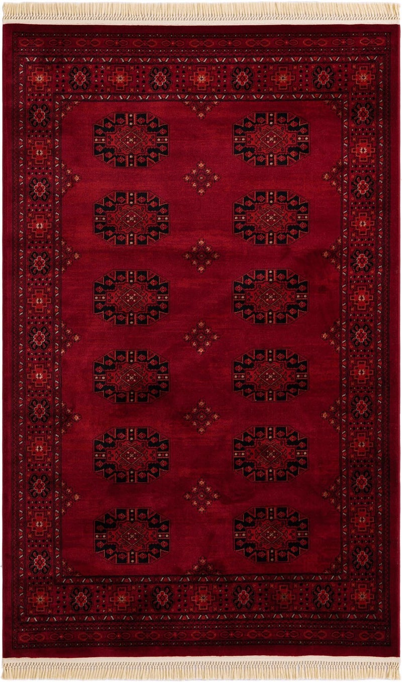 Unique Loom Tekke Collection Over-Dyed Saturated Traditional Torkaman Area Rug (5' 0 x 8' 0 Rectangular, Red/Black) - Image 2