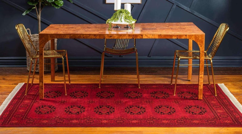 Unique Loom Tekke Collection Over-Dyed Saturated Traditional Torkaman Area Rug (5' 0 x 8' 0 Rectangular, Red/Black) - Image 3