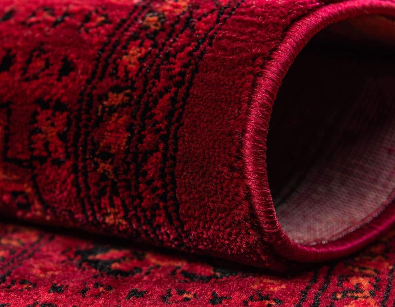 Unique Loom Tekke Collection Over-Dyed Saturated Traditional Torkaman Area Rug (5' 0 x 8' 0 Rectangular, Red/Black) - Image 5