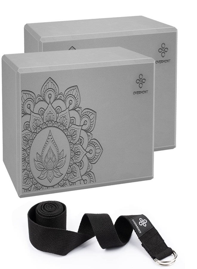 Overmont Yoga Block 2 Pack Supportive Latex-Free EVA Foam Soft Non-Slip Surface for General Fitness Pilates Stretching and Meditation 9"x6"x3" Yoga Strap Included - Image 1