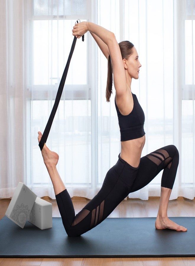 Overmont Yoga Block 2 Pack Supportive Latex-Free EVA Foam Soft Non-Slip Surface for General Fitness Pilates Stretching and Meditation 9"x6"x3" Yoga Strap Included - Image 4