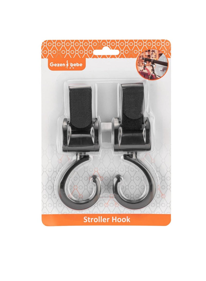 Gezenbebe Multifunction Baby Stroller 360° Rotation Hooks, Hanger Clips For Baby Bag and Shopping Bags, Well-Rounded Utilization Pram and Pushchair Accessories, Black, 2 pcs - Image 2