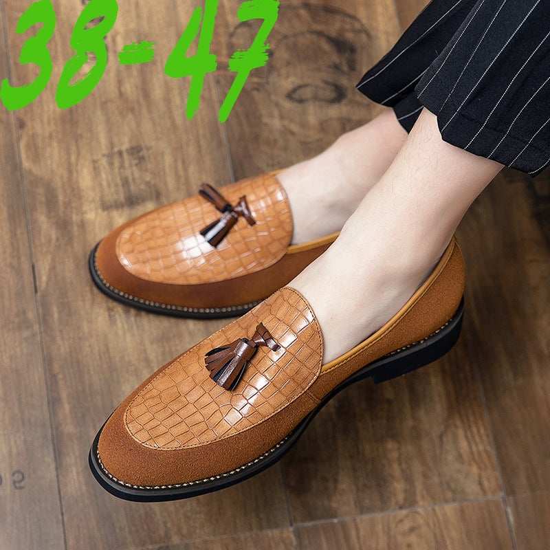 Large Size 47 Men'S Shoes Men'S British Retro Fashion Trend Pointed Toe Dress Small Leather Shoes Tassel Pointed Toe Leather Shoes - Image 2