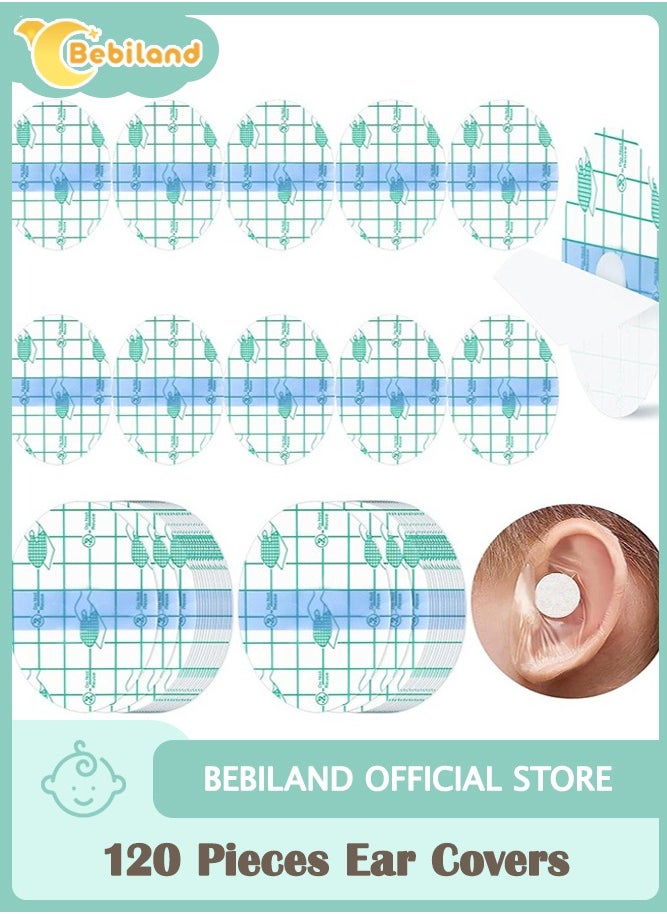 Bebiland 120 Pieces Ear Covers, Waterproof Baby Shower Swimming Ear Stickers, Disposable Ear Tape Ear Protectors for Showering Surfing Snorkeling and Other Water Sport  - Image 1