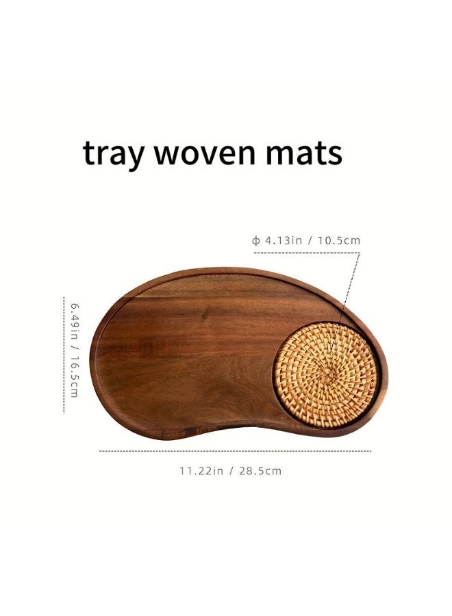 Natural Acacia Wood Cashew Tray - Multi-Functional Serving Platter with Coaster, Perfect for Home & Guest Serving - Image 3