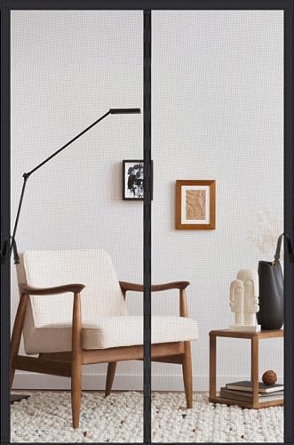 Elytsemoh Magnetic Screen Door Fiberglass-Fit 30x80'' Door-Screen Itself Size 32x82''-Screen Mesh Keeps Bugs Mosquito Out - Magnet for Interior Patio Outdoor Gym Crafts Sun House, Fiberglass-Black - Image 1