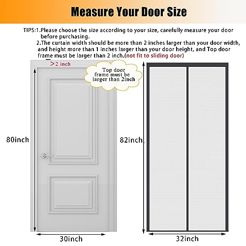 Elytsemoh Magnetic Screen Door Fiberglass-Fit 30x80'' Door-Screen Itself Size 32x82''-Screen Mesh Keeps Bugs Mosquito Out - Magnet for Interior Patio Outdoor Gym Crafts Sun House, Fiberglass-Black - Image 2