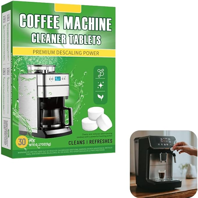 FDTY 30 قرصًا لتنظيف الإسبريسو، متوافق مع جميع ماكينات القهوة الرئيسية، ينظف المناطق الداخلية التي يصعب الوصول إليها في فلتر القهوة، منظف بقايا القهوة - Image 1