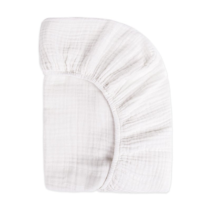 Babyletto 100% Organic Cotton Mini Crib Sheet, GOTS-Certified, Fitted 360°, Ultra-Soft and Breathable Muslin - Plain White - Image 3