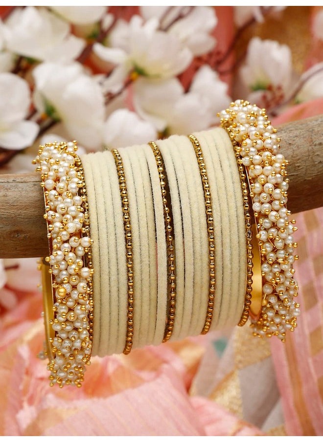 Shining Diva Fashion - Shining Diva Fashion Latest Gold Plated Set of 23 Stylish Traditional Bangle for Women (12994b_2.8) - Image 1