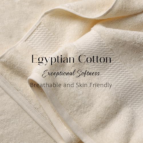 Superior Egyptian Cotton Pile 6 Piece Towel Set, Includes 2 Bath, 2 Hand, 2 Face Towels/Washcloths, Ultra Soft Luxury Towels, Thick Plush Essentials, Guest Bath, Spa, Hotel Bathroom, Cream - Image 5