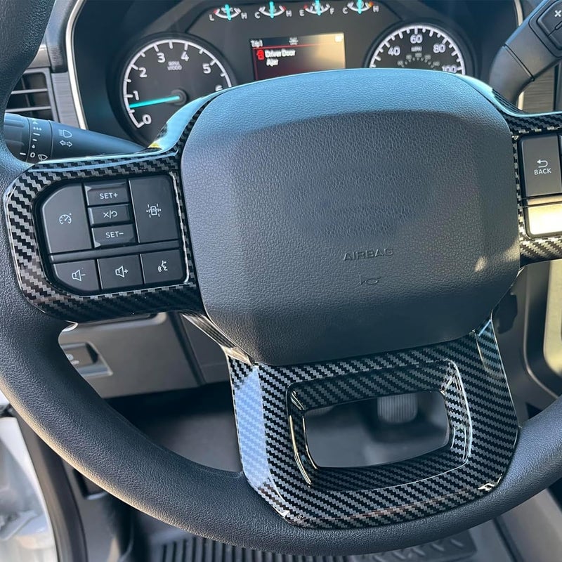 Keptrim for F-150 ABS Carbon Fiber Steering Wheel Cover Trim for 2021 2022 Ford F150, for 2022 Expedition, 1pc - Image 4