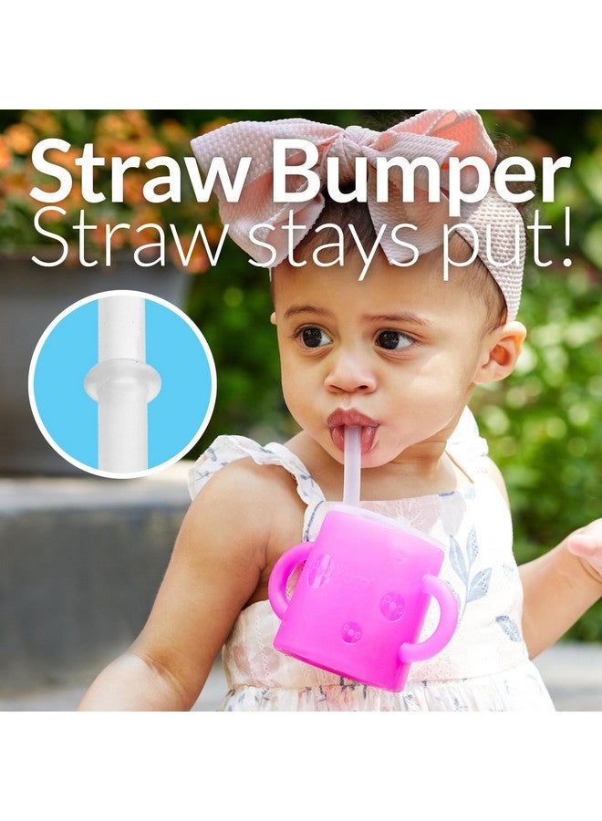 بوب يام كوب تدريب من السيليكون من بوب يام مع غطاء ماصة، عبوة من قطعتين للأطفال الرضع والأطفال الصغار، كوب، سهل الشرب، بمقابض، 5 أونصة (أزرق، وردي) - Image 4