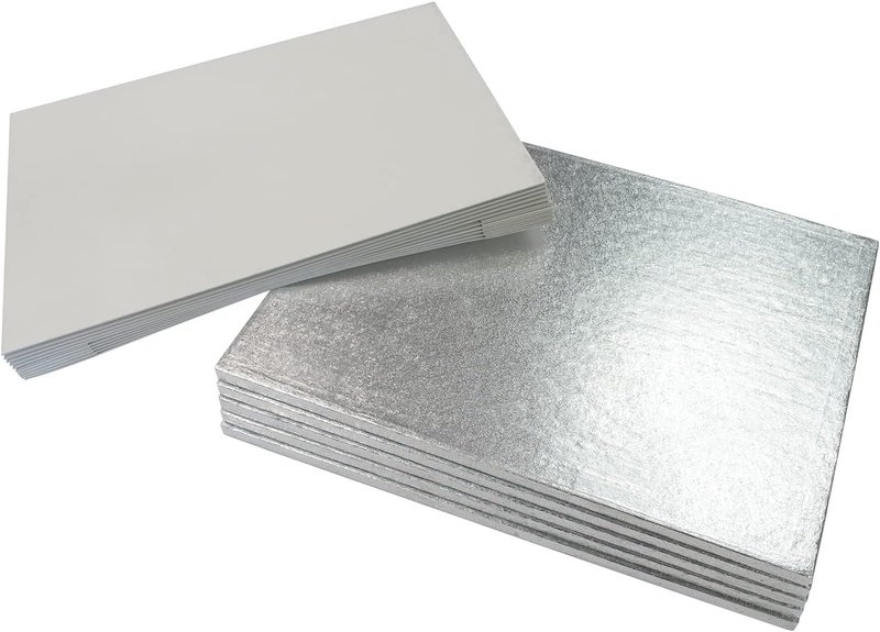 Culpitt 16" x 12" (406 x 304mm) Cake Board & White Cake Box Combo, Oblong Silver Fern Cake Drum With Matching Box, 0.5'' (13mm) Thick, Rectangular Cake Transport Set, 5 Pack Rectangle - Image 3