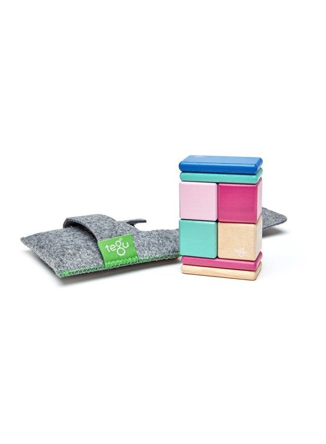 Tegu 8 Piece Tegu Pocket Pouch Magnetic Wooden Block Set, Blossom - Image 1