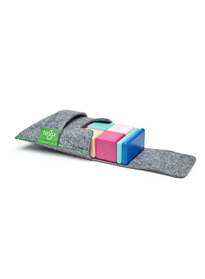 Tegu 8 Piece Tegu Pocket Pouch Magnetic Wooden Block Set, Blossom - Image 3