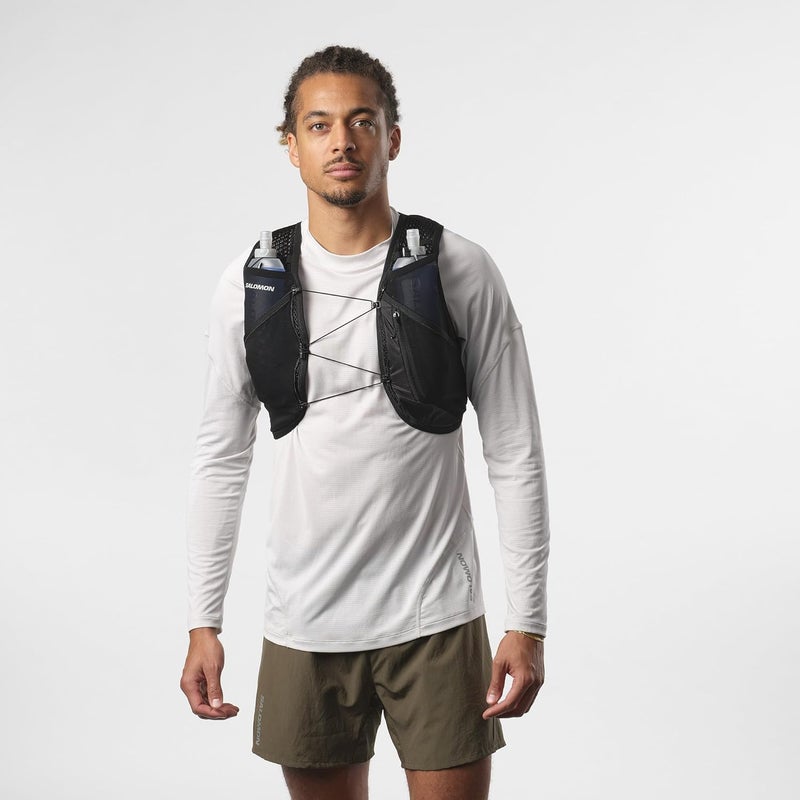 Salomon Active Skin 4 Compatible with Flasks Unisex Running Vest Hiking Trail, 4L, Precision Fit, Easy Access, and Optimized Storage, Black, XS - Image 4