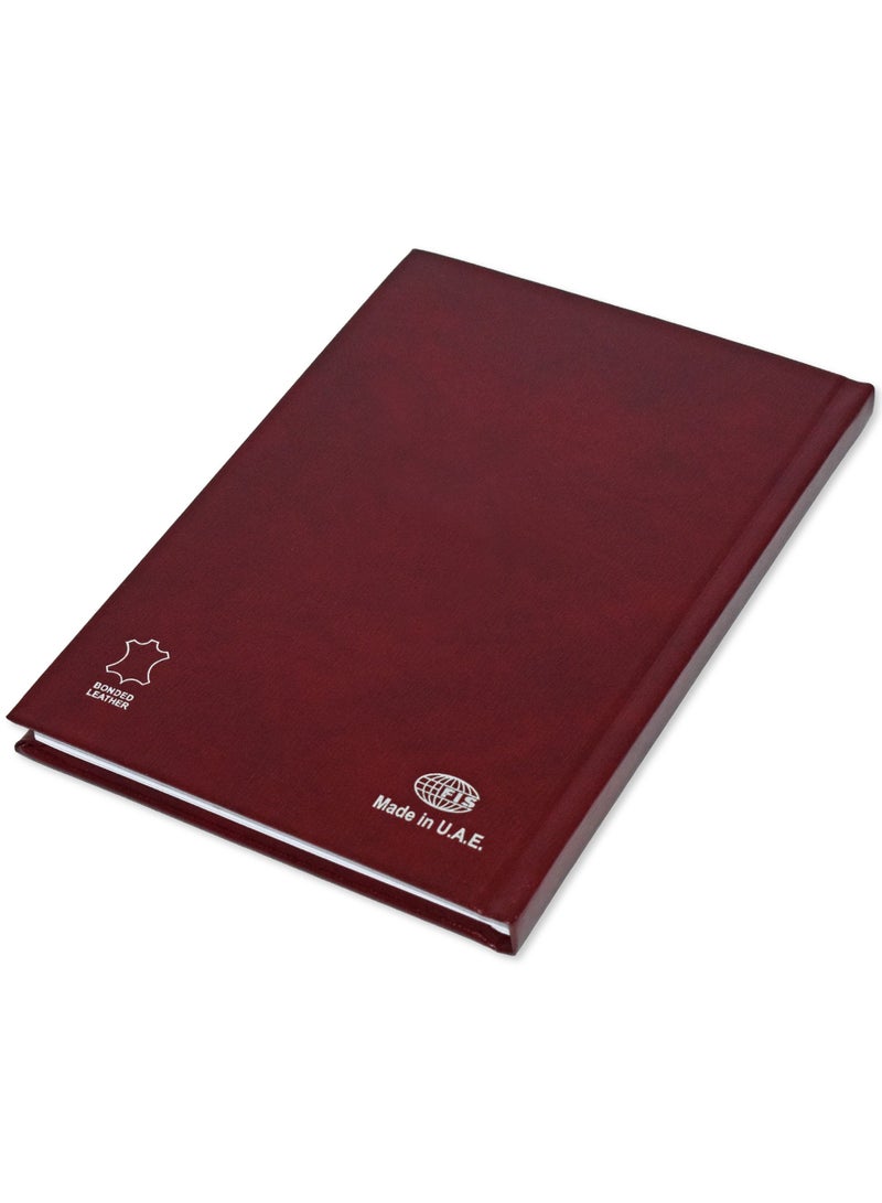 FIS Notebook Bonded Leather, Size A5, Offset White Paper, 70 GSM, 196 Pages, 8 mm Ruled, 1 Side Padded Cover, Colour Maroon - FSNB1SA5WHBLMR - Image 4