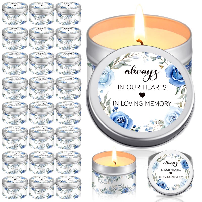 MTLEE 24 Pcs Funeral Memorial Candles Funeral Favors for Guests Celebration of Life Supplies Lavender Scented Tealight Sympathy Gifts Memorial Service Grief Share Meeting(Elegant) - Image 1