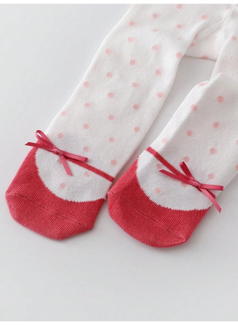 Winter leggings for babies, set of 4 pairs featuring cute and varied colors and designs. Made from soft and comfortable fabric that is gentle on the baby’s skin, with a comfortable elastic waistband for easy wear. These slim-fit autumn leggings are suitable for babies aged 6–12 months. - Image 5