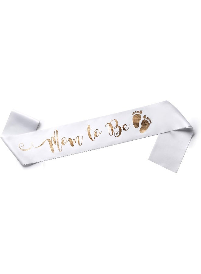 OLILLY Sash White and Gold for a Mom to Be - Enjoy your Baby Shower - Image 1