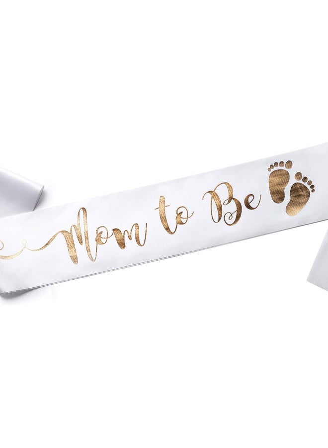 OLILLY Sash White and Gold for a Mom to Be - Enjoy your Baby Shower - Image 5