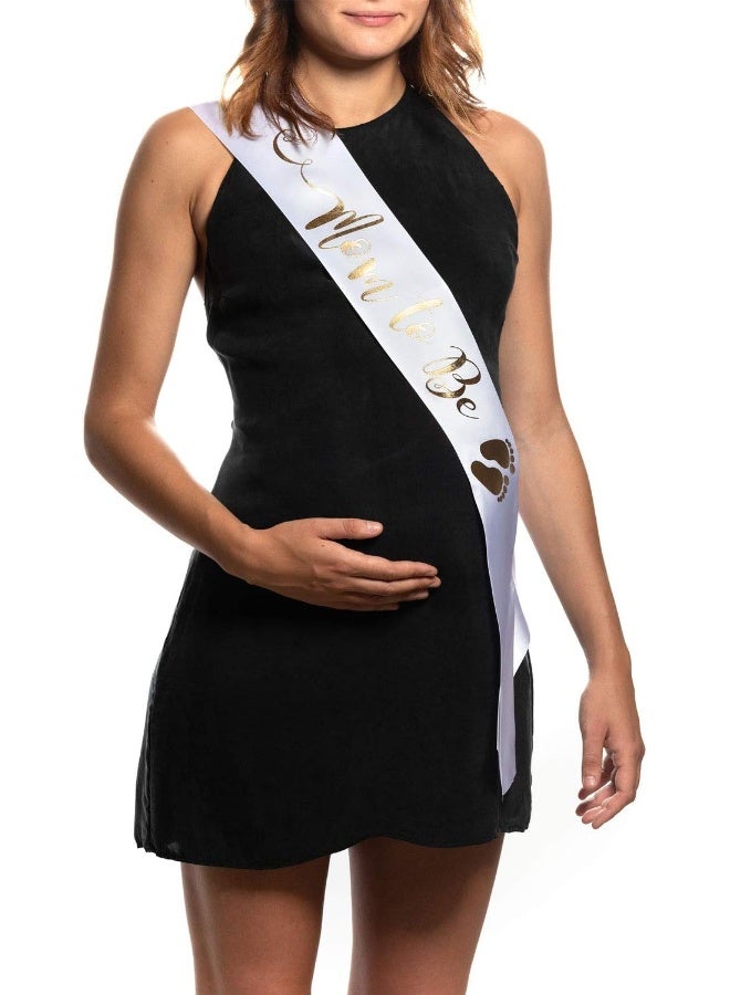OLILLY Sash White and Gold for a Mom to Be - Enjoy your Baby Shower - Image 2