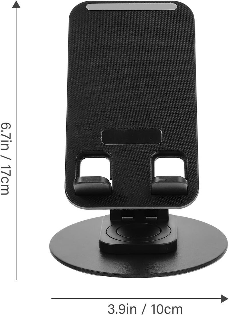 Aluminum Alloy Foldable Mobile Phone Stand and Desktop Tablet Holder, Adjustable Metal Cell Phone Support Rack for Office Desk, Portable Black Smartphone Cradle - Image 2