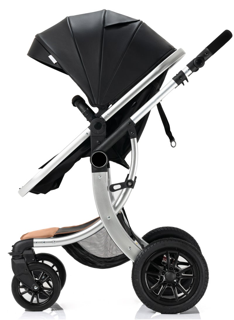 ECONO Sturdy by FlyKids 3 in 1 Travel System with Convertible carrycot and Baby car seat rain Cover Parent Bag Adjustable Height Luxury stroller Foldable baby pram Travel system stroller  - Image 3