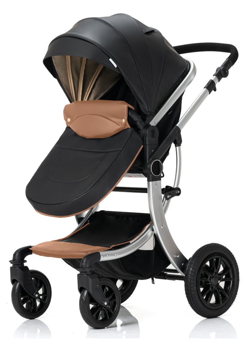ECONO Sturdy by FlyKids 3 in 1 Travel System with Convertible carrycot and Baby car seat rain Cover Parent Bag Adjustable Height Luxury stroller Foldable baby pram Travel system stroller  - Image 2