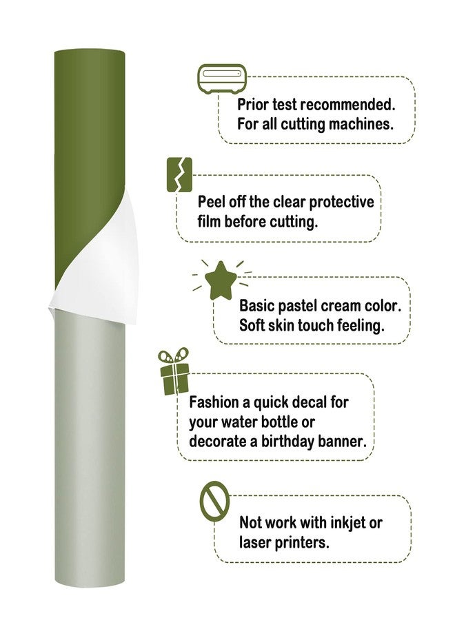 TECKWRAP 001 Vinyl Matte Permanent Adhesive Vinyl with Milky Protective Layer for Craft Decal Projects 12" x 10ft, Matte Olive Green - Image 2