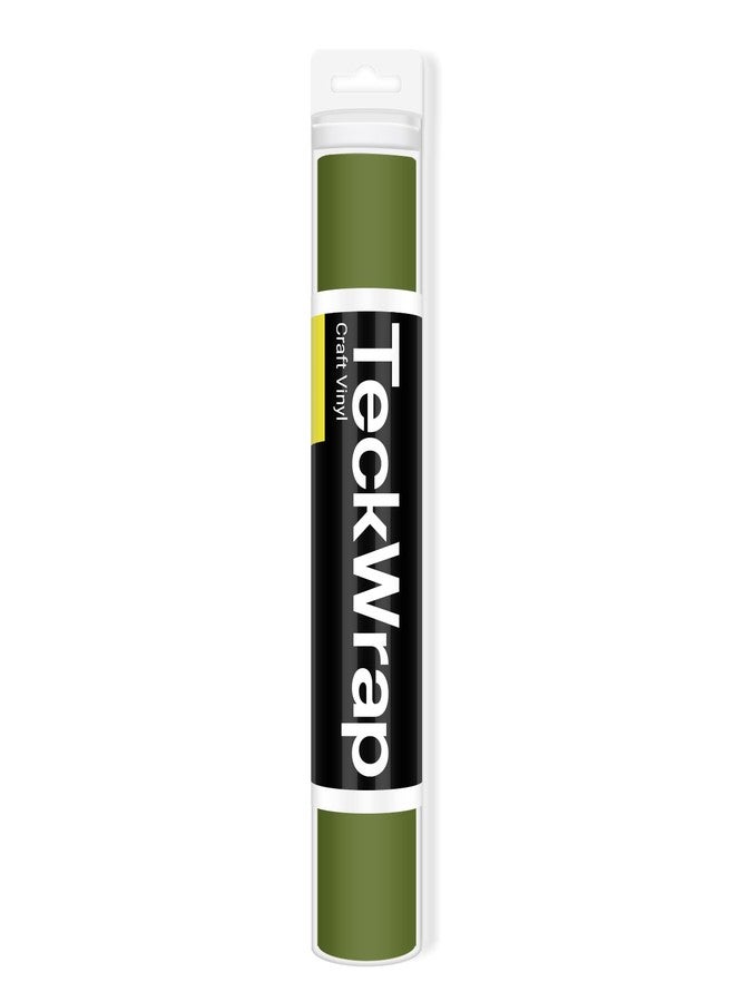 TECKWRAP 001 Vinyl Matte Permanent Adhesive Vinyl with Milky Protective Layer for Craft Decal Projects 12" x 10ft, Matte Olive Green - Image 1