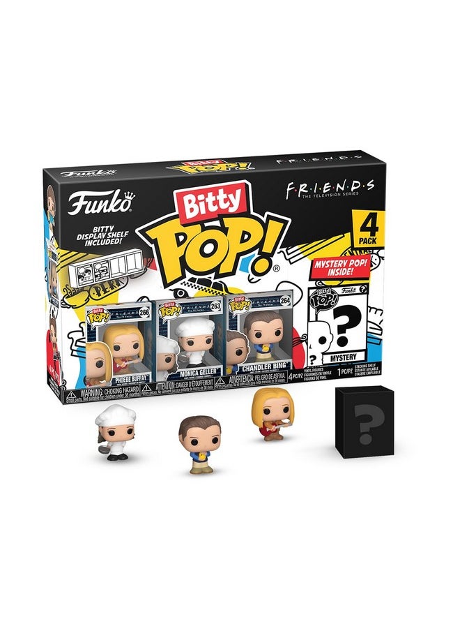 فانكو مجموعة ألعاب صغيرة قابلة للتجميع من Funko Bitty Pop! Friends مكونة من 4 قطع - شخصيات Phoebe Buffay وMonica Geller وChandler Bing وMystery Chase (قد تختلف التصاميم)  - Image 1