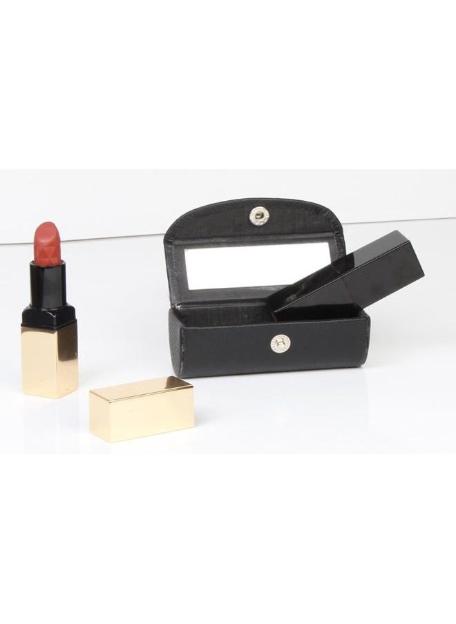 ARTISENIA - Set of 2 Leather Lipstick Case Holder Organizer Bag for Purse lipstick holder Durable Soft Leather | Cosmetic Storage Kit With Mirror (Marron & Black) - Image 1
