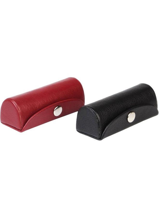 ARTISENIA - Set of 2 Leather Lipstick Case Holder Organizer Bag for Purse lipstick holder Durable Soft Leather | Cosmetic Storage Kit With Mirror (Marron & Black) - Image 1