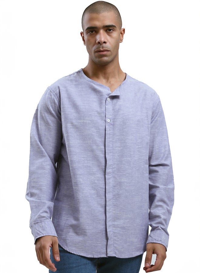 RAVIN Heather Light Purple Relaxed Fit Buttoned Shirt - Image 1