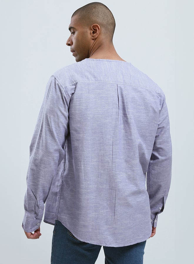RAVIN Heather Light Purple Relaxed Fit Buttoned Shirt - Image 3