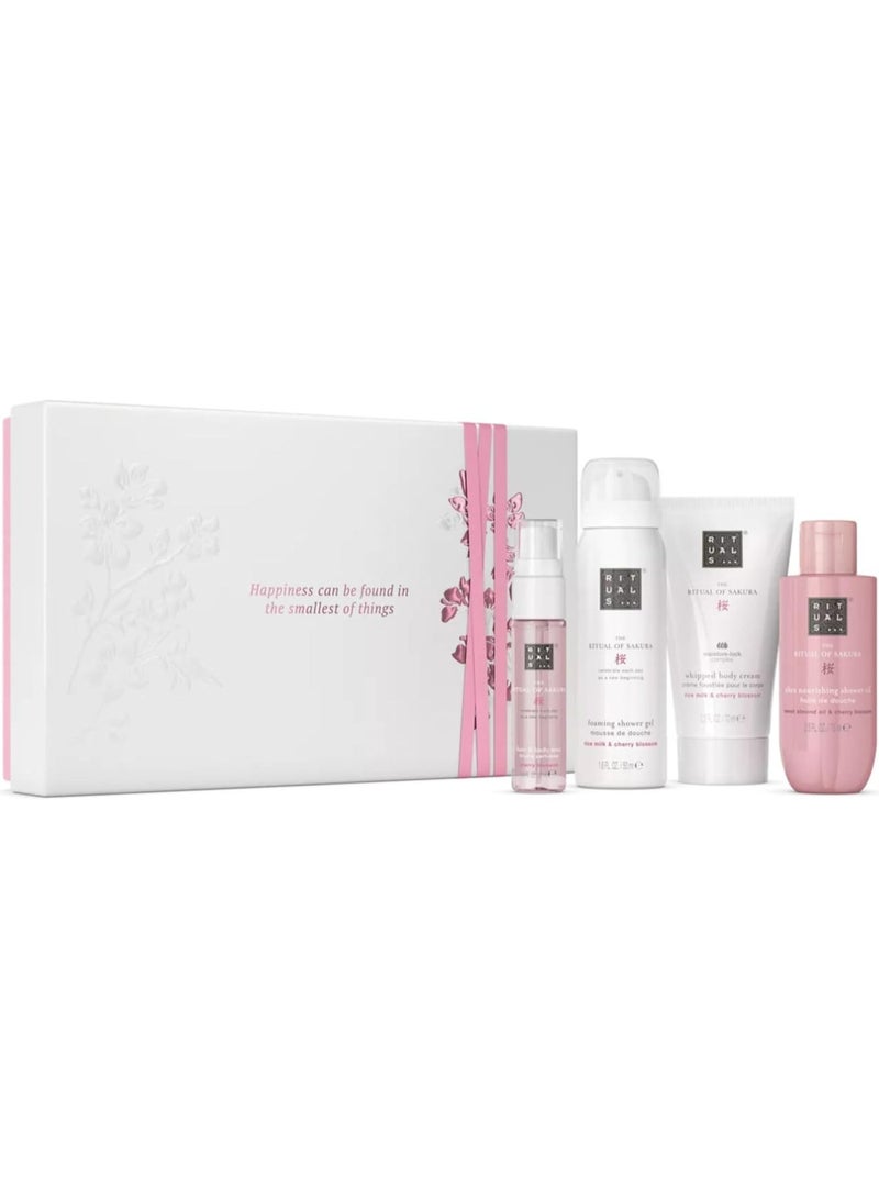 RITUALS Sakura Small Gift Set, 4-Piece Bath & Body Bundle – Cherry Blossom & Rice Milk Foaming Shower Gel, Shower Oil, Body Cream & Hair and Body Mist, Luxury Gift Set for Women - Image 1