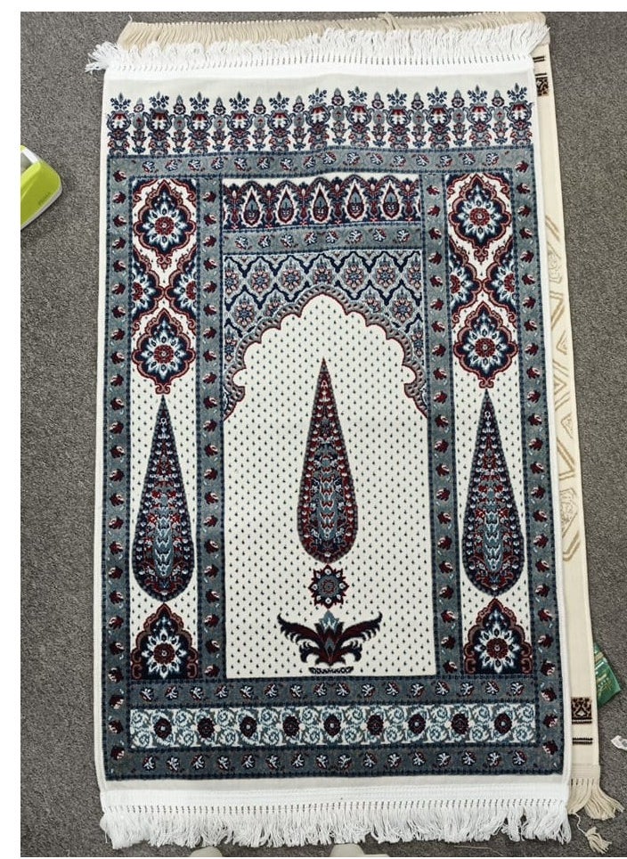 Salam Gifts - Luxury high quality prayer rug set in the shape of Jerusalem, size 110 cm x 70 cm x 4 mm, and a rosary for tasbih with a package - Image 1