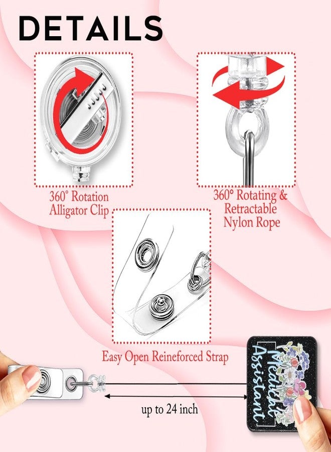 Rofiowa Medical Assistant Badge Reel, Retractable Flowers Badge Holder for MA, CMA, Nurse, Medical Assistant Week Gift - Image 3